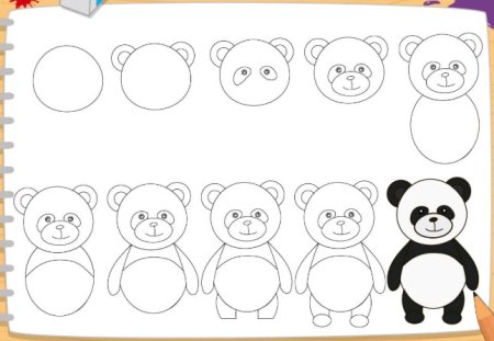 Поэтапное рисование панды для детей