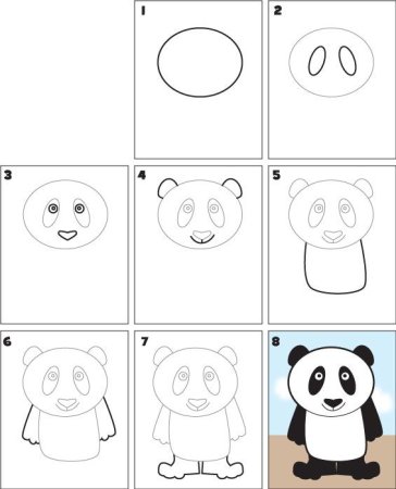 Как нарисовать панду поэтапно