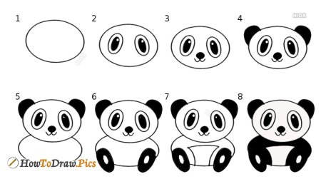 Панда рисунок для детей карандашом