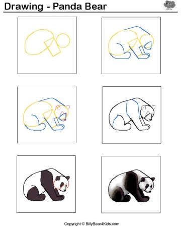 Поэтапное рисование панды карандашом