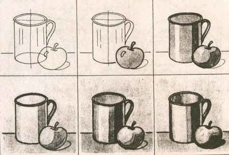 Этапы рисования натюрморта