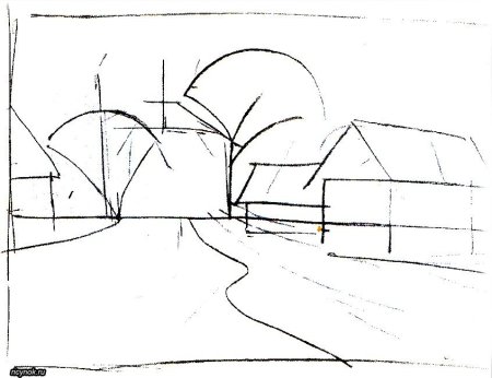 Берёза поэтапное рисование
