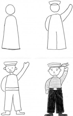 Поэтапное рисование куклы