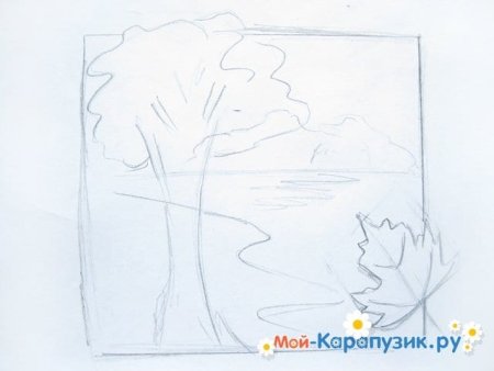 Пошаговый рисунок пейзажа для детей