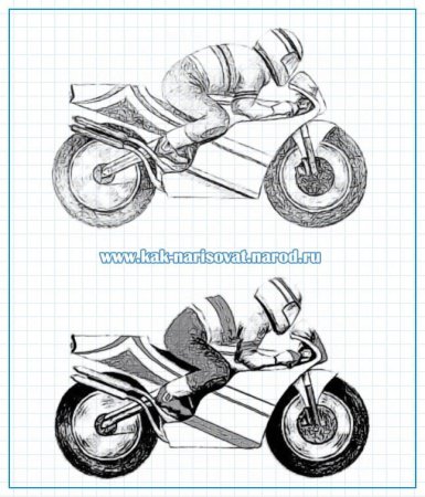 Мотоциклист сбоку рисунок