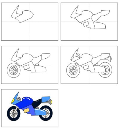 Поэтапное рисование мотоцикла