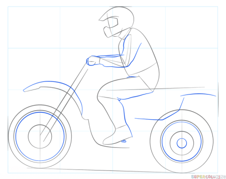 Поэтапное рисование мотоцикла для детей