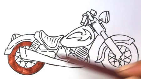 Мотоцикл для срисовки для начинающих