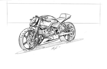 Рисунок мотоцикла карандашом для начинающих