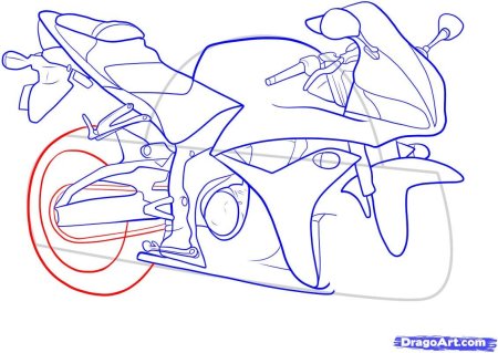 Нарисовать мотоцикл карандашом