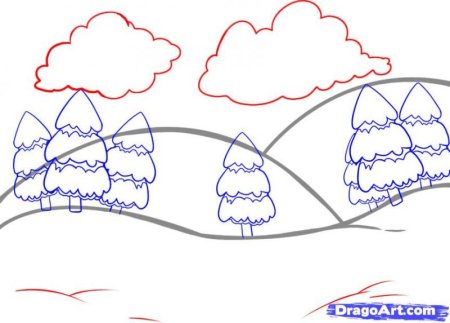 Зимний лес карандашом