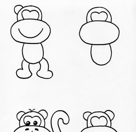 Поэтапное рисование обезьяны для детей