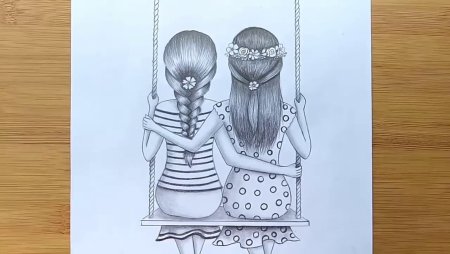 Рисунки карандашом подруги