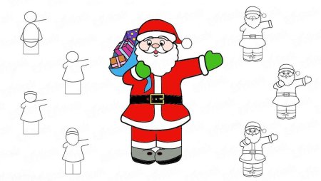 Рисование Деда Мороза пошагово