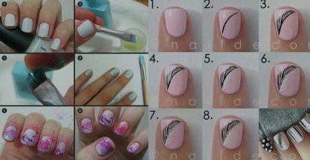 Узоры на коротких ногтях обычным лаком