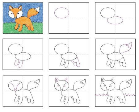 Схема рисования котенка для детей