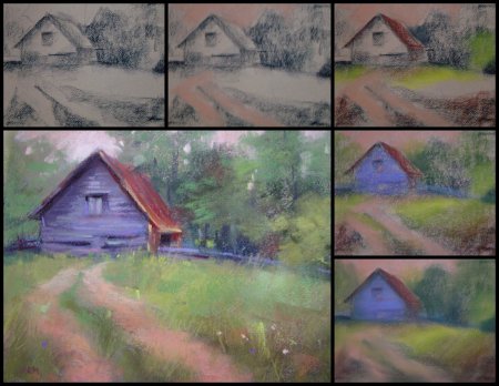 Пейзаж масляной пастелью для начинающих
