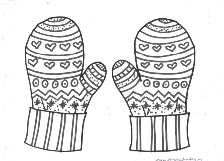 Варежки раскраска для детей