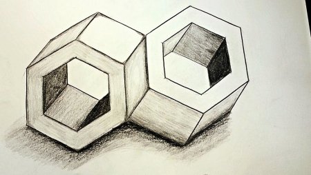 Трехмерные фигуры карандашом