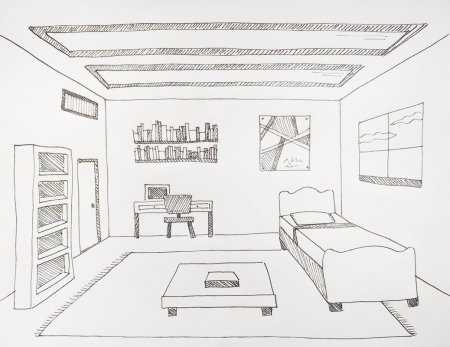 Рисование интерьера комнаты