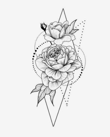 Роза тату черно белая