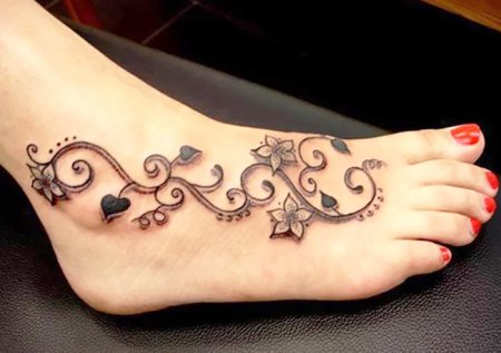 Тату узоры на стопе для девушек