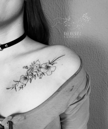 Тату на ключице женские