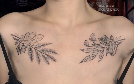 Тату на ключице для девушек