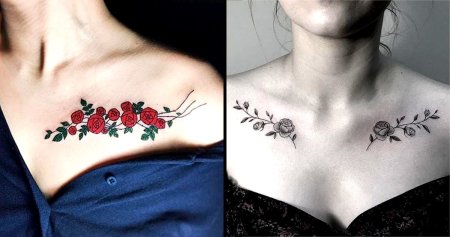 Двойная тату на ключице