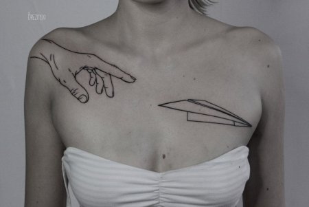 Тату на ключице Минимализм