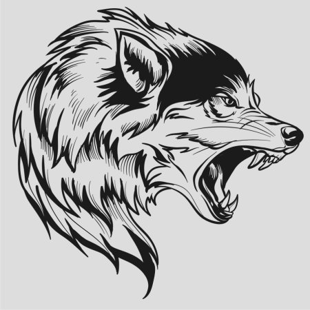 Тату волка на белом фоне