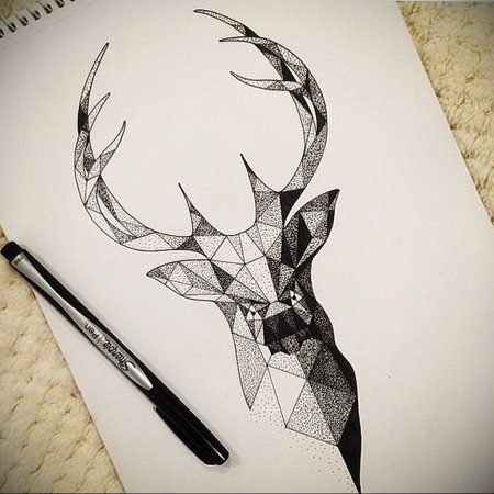 Эскиз олень дотворк