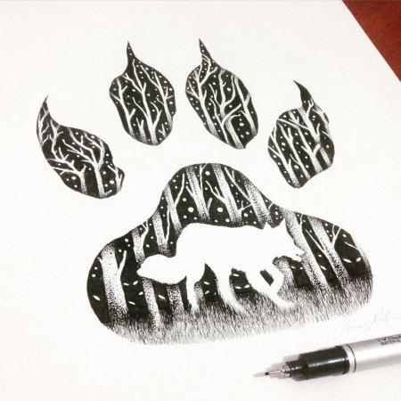 Рисунки чёрной гелевой ручкой