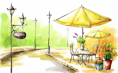 Пейзаж с узорами чёрно белый