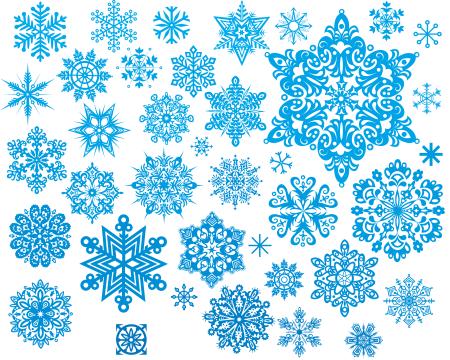 Синие снежинки на прозрачном фоне