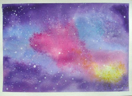 Звездное небо акварель