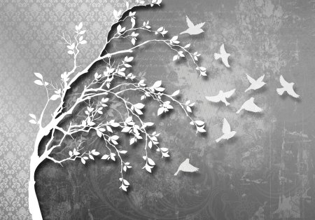 Фотообои черно белая ветка