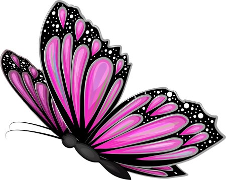 Розовые бабочки на прозрачном фоне
