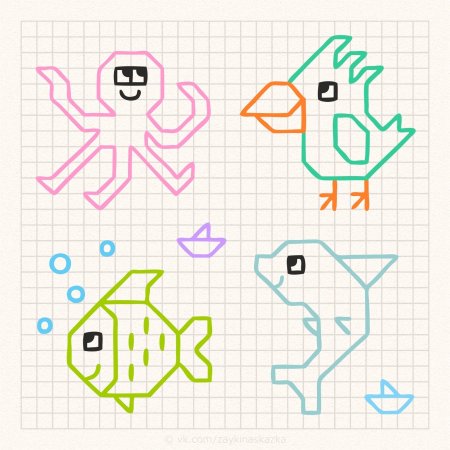 Геометрические рисунки по клеточкам сложные