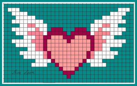 Рисунки по клеточкам сердечки