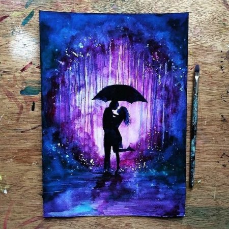 Рисунки на чёрном фоне гуашью