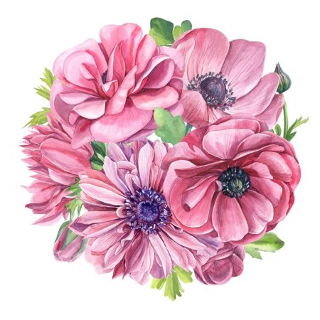 Цветы акварелью на белом фоне