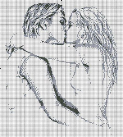 Монохромная вышивка пара