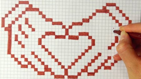 Рисунки по клеточкам любовь