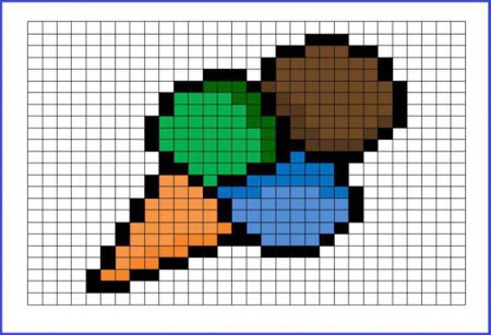 Мороженое на палочке по клеточкам