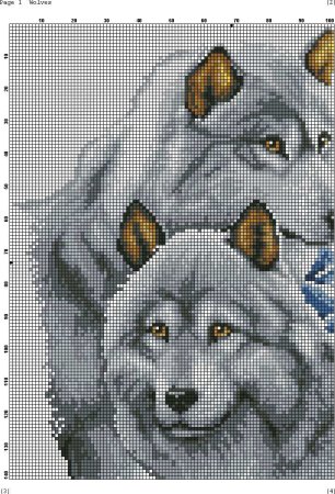 Монохромная вышивка крестом волки
