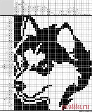 Рисование по клеточкам волк