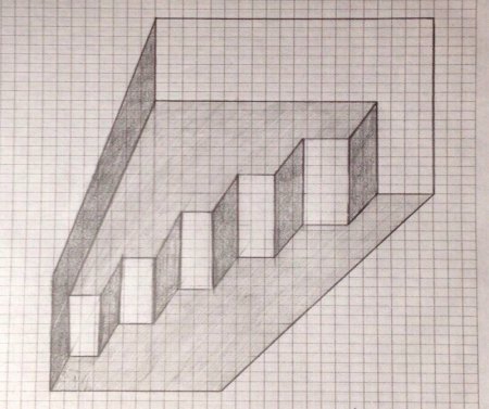 Объёмные фигуры по клеточкам в тетради