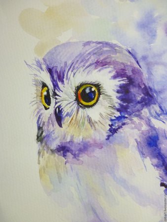 Сова гуашью