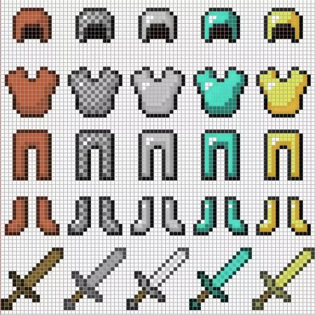 Картинки из МАЙНКРАФТА по клеткам